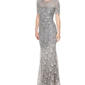 One By Eight Short Sleeve Lace Evening Gown
